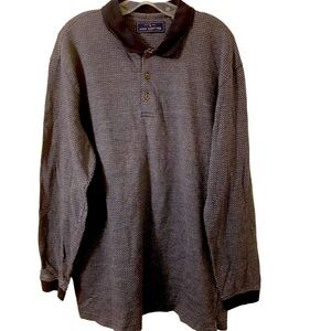 John Ashford Long Sleeves Pullover Collar Three Button Closure Cotton Polo Shirt